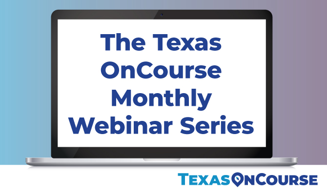 Open laptop screen with Monthly Webinar Series written across